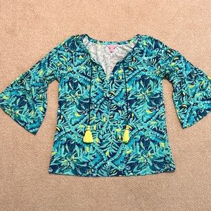 Lilly Pulitzer long sleeve tassel front top